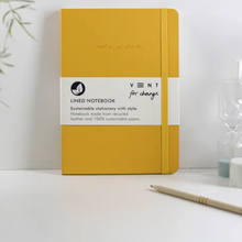 Load image into Gallery viewer, RECYCLED LEATHER A5 LINED NOTEBOOK. - MUSTARD YELLOW Stationery OH MY GOOD Ireland