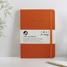Load image into Gallery viewer, RECYCLED LEATHER A5 LINED NOTEBOOK. - BURNT ORANGE stationary OH MY GOOD Ireland