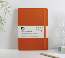 Load image into Gallery viewer, RECYCLED LEATHER A5 LINED NOTEBOOK. - BURNT ORANGE stationary OH MY GOOD Ireland
