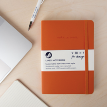 Load image into Gallery viewer, RECYCLED LEATHER A5 LINED NOTEBOOK. - BURNT ORANGE stationary OH MY GOOD Ireland