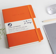 Load image into Gallery viewer, RECYCLED LEATHER A5 LINED NOTEBOOK. - BURNT ORANGE stationary OH MY GOOD Ireland