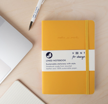 Load image into Gallery viewer, RECYCLED LEATHER A5 LINED NOTEBOOK. - MUSTARD YELLOW Stationery OH MY GOOD Ireland