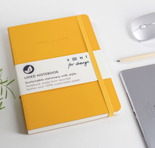 Load image into Gallery viewer, RECYCLED LEATHER A5 LINED NOTEBOOK. - MUSTARD YELLOW Stationery OH MY GOOD Ireland