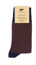 Load image into Gallery viewer, BLUE AND BROWN STRIPED BAMBOO SOCKS SIZE 3-7 Socks OH MY GOOD Ireland