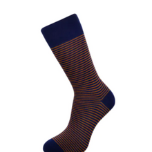 Load image into Gallery viewer, BLUE AND BROWN STRIPED BAMBOO SOCKS SIZE 3-7 Socks OH MY GOOD Ireland
