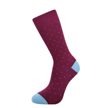 Load image into Gallery viewer, BURGUNDY AND BLUE DOT BAMBOO SOCKS SIZE 8.5-12 Socks OH MY GOOD Ireland