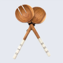 Load image into Gallery viewer, WHITE BATIK BONE HANDLE SALAD SERVERS Salad server OH MY GOOD Ireland