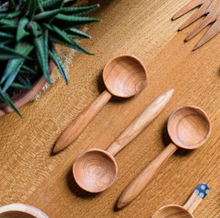 Load image into Gallery viewer, HAND CARVED OLIVE WOOD LONG HANDLED COFFEE SPOON OH MY GOOD Ireland
