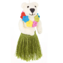 Load image into Gallery viewer, HANDMADE FELT BIODEGRADABLE CHRISTMAS HULA BEAR HANGING DECORATION Seasonal & Holiday Decorations OH MY GOOD Ireland