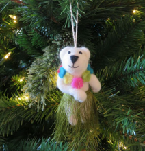 Load image into Gallery viewer, HANDMADE FELT BIODEGRADABLE CHRISTMAS HULA BEAR HANGING DECORATION Seasonal & Holiday Decorations OH MY GOOD Ireland