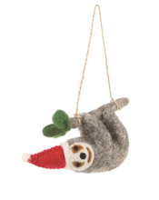 Load image into Gallery viewer, HANDMADE FELT BIODEGRADABLE CHRISTMAS SLOTH TREE HANGING DECORATION Seasonal & Holiday Decorations OH MY GOOD Ireland