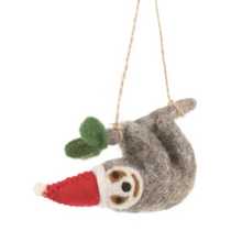 Load image into Gallery viewer, HANDMADE FELT BIODEGRADABLE CHRISTMAS SLOTH TREE HANGING DECORATION Seasonal & Holiday Decorations OH MY GOOD Ireland