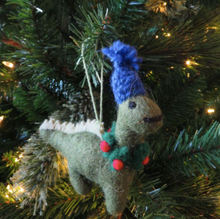 Load image into Gallery viewer, HANDMADE BIODEGRADABLE FELT HANGING COSY DINOSAUR CHRISTMAS TREE DECORATION Seasonal & Holiday Decorations OH MY GOOD Ireland