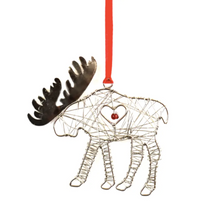 Load image into Gallery viewer, WRAPPED WIRE MOOSE ORNAMENT- FAIR TRADE Seasonal & Holiday Decorations OH MY GOOD Ireland