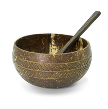 Load image into Gallery viewer, Geometric Coconut Bowl With Reclaimed Wood Spoon