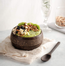 Load image into Gallery viewer, Geometric Coconut Bowl With Reclaimed Wood Spoon