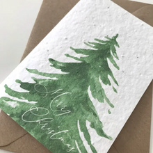Load image into Gallery viewer, Watercolour Christmas Tree- Plantable Christmas Card