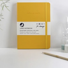 Load image into Gallery viewer, RECYCLED LEATHER A5 LINED NOTEBOOK. - MUSTARD YELLOW Stationery OH MY GOOD Ireland
