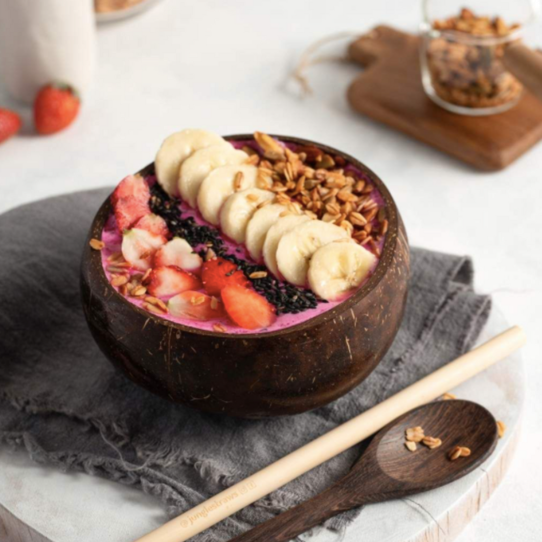 CLASSIC COCONUT BOWL WITH RECLAIMED WOODEN SPOON coconut bowl OH MY GOOD Ireland