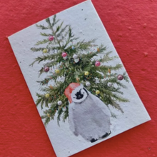 Load image into Gallery viewer, PENGUIN- PLANTABLE WILDFLOWER CHRISTMAS CARD Greeting &amp; Note Cards OH MY GOOD Ireland
