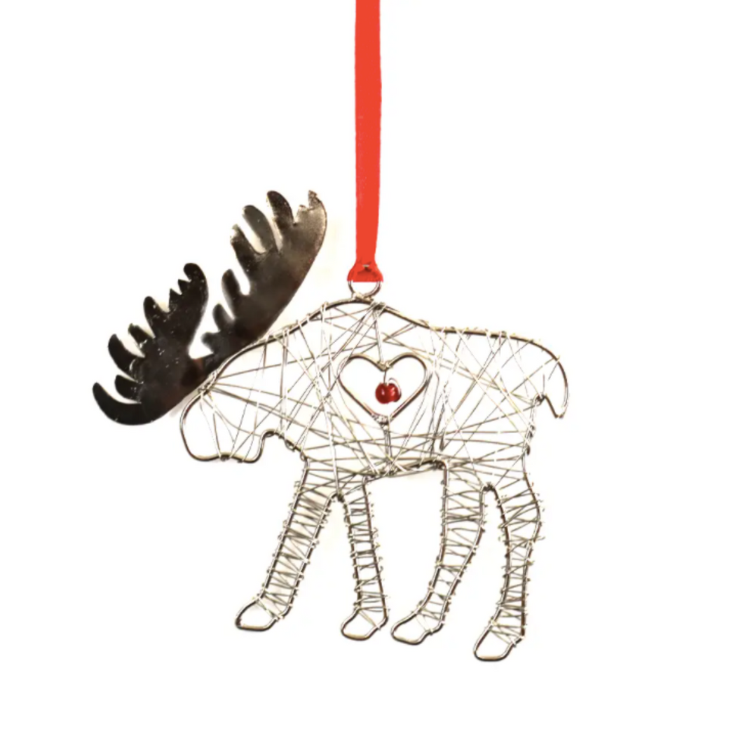 WRAPPED WIRE MOOSE ORNAMENT- FAIR TRADE Seasonal & Holiday Decorations OH MY GOOD Ireland