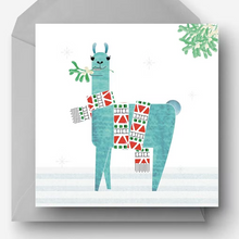 Load image into Gallery viewer, Mistletoe Llama Christmas Eco Charity Card
