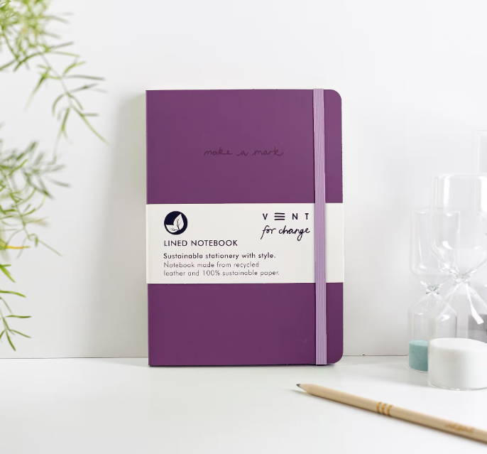 Recycled Leather Notebook-Deep Purple